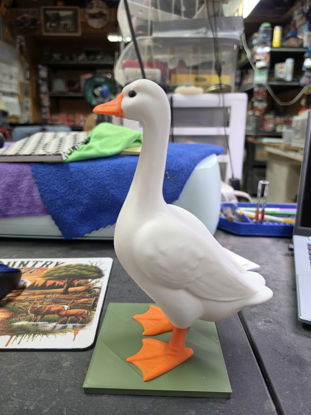 Decorative Goose Figurine in Neon Yellow Raincoat - Picture 3 of 5
